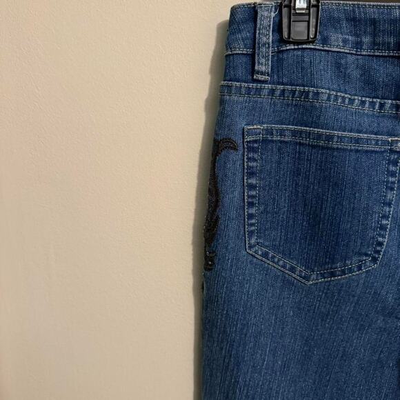 mieka embroidered y2k jeans boho beaded straight leg denim - Picture 7 of 8